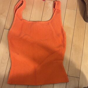 Aritzia Vibrant Orange Ribbed Tank Top